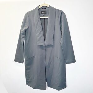 Betabrand Womens Longline Travel Blazer Gray Single Button Stretch Size Small